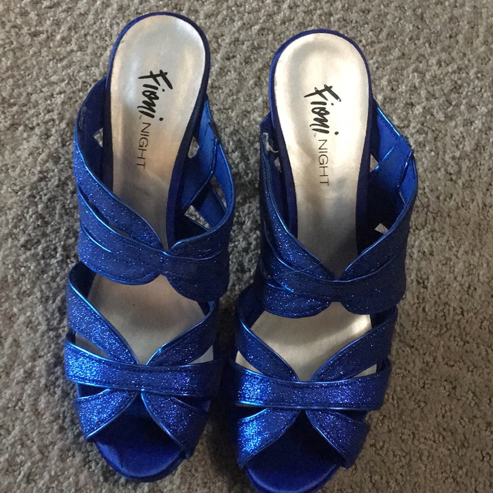 4” inch blue satin/glitter stilettos